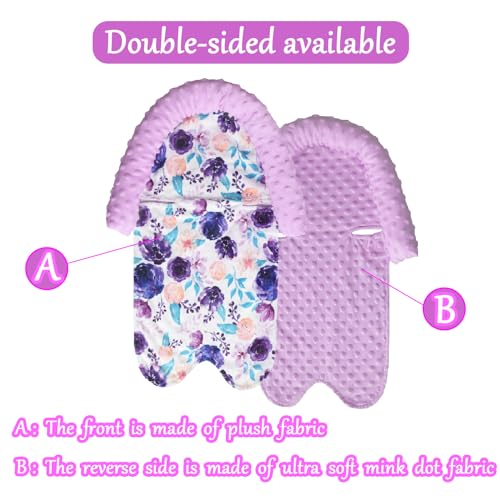 Image of Baby Head Support and Strap Covers for Car Seat,Minky Infant Carseat Headrest for Newborn, Infant Car Seat Insert Pad for Strollers,Swing (Purple)