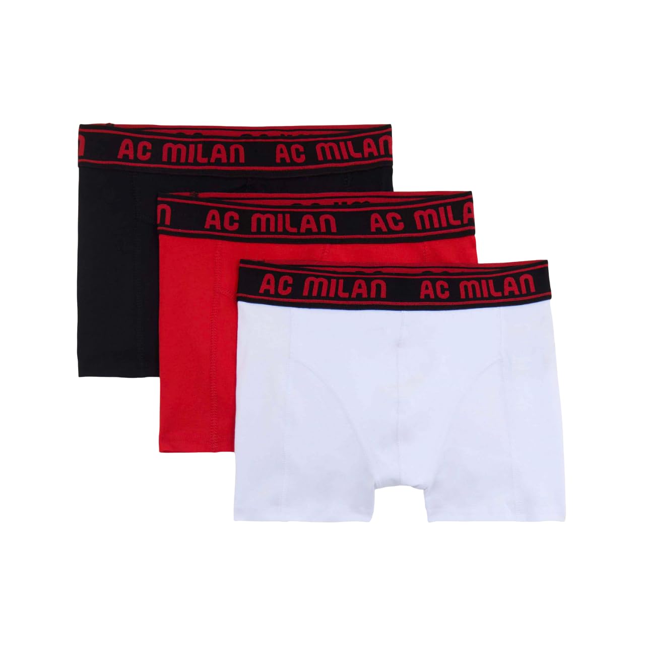 A.C. Milan Boxer, Mutande con Logo in Cotone, Prodotto Ufficiale, Pacco da 3, Bambino/Ragazzo
