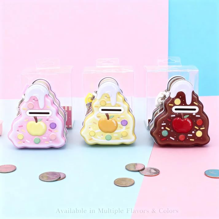 Image of Sajani Cute Cartoon Creative Portable Piggy Bank, Money Saving Box with Combination Lock, Mini Coin Bank Gifts for Boys and Girls, Best Return Gifts for Kids (Pack of 1) (Cake - Brown)