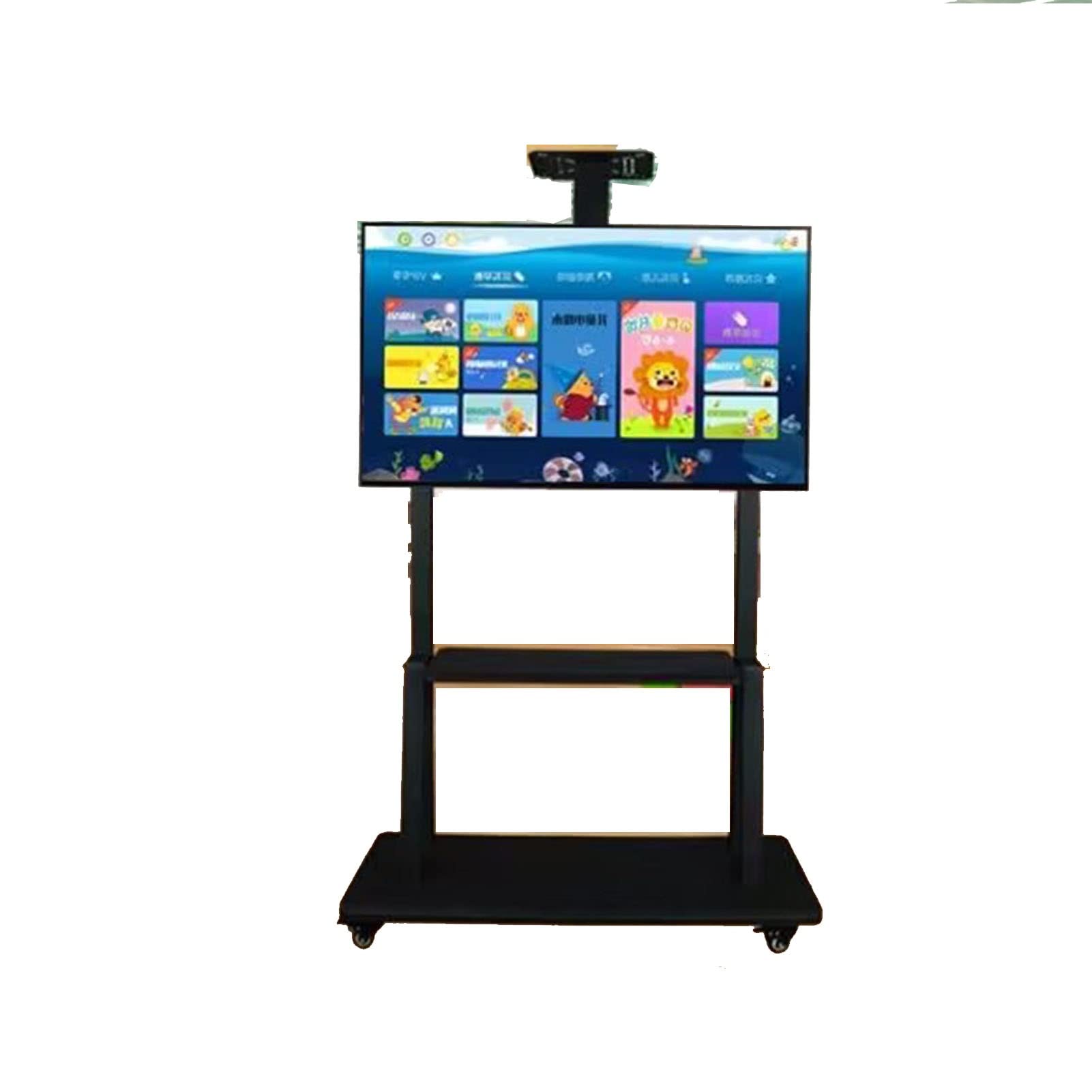WDSOPK Mobile Stand - Rolling Tv Floor Stand - Portable Tv Trolley - Height Adjustable Tall Rolling Tv Stand On Casters Cart Trolly, for 50-75 Inch Flat Screens, Load 150Kg