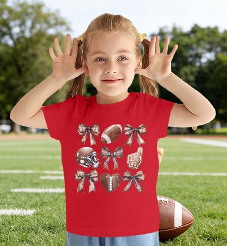 Image of JINTING Football Shirts for Boys Girls Game Day Tshirt Toddler Football Season Tee Kids Bow Coquette Tops