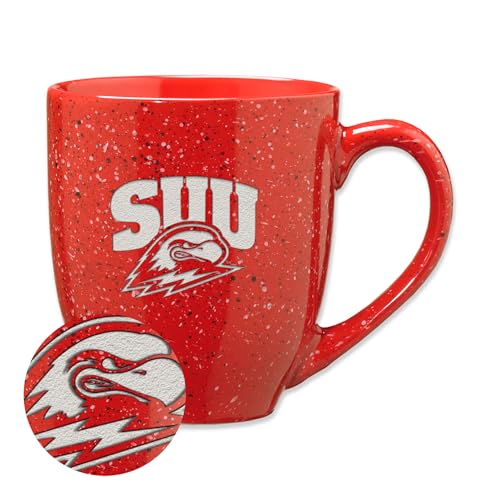 Rico Industries NCAA Southern Utah Thunderbirds Primary Logo Red 16 oz Team Color Laser Engraved Speckled Ceramic Coffee Mug