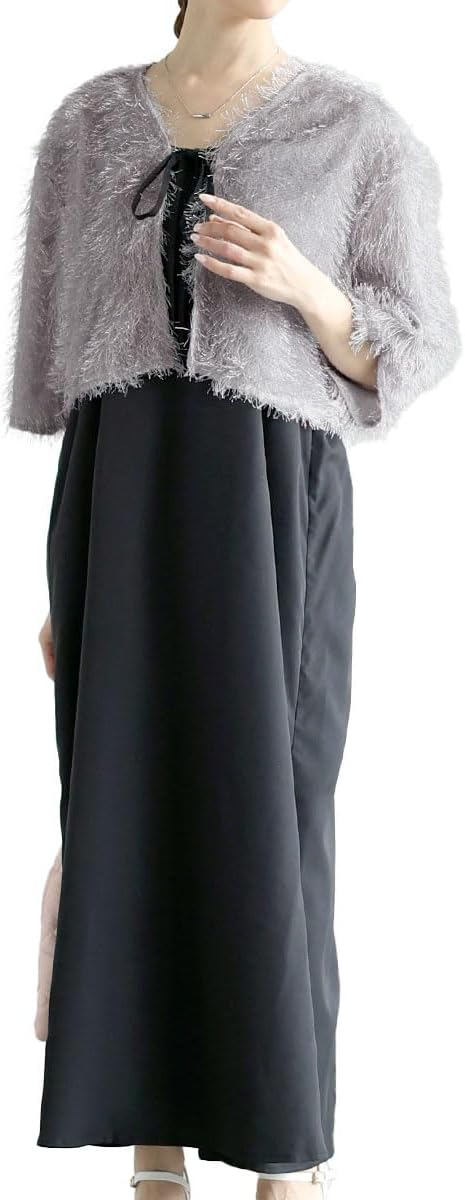 トゥービーシック ティアードフリル ラビットファー ワンピース 七分袖