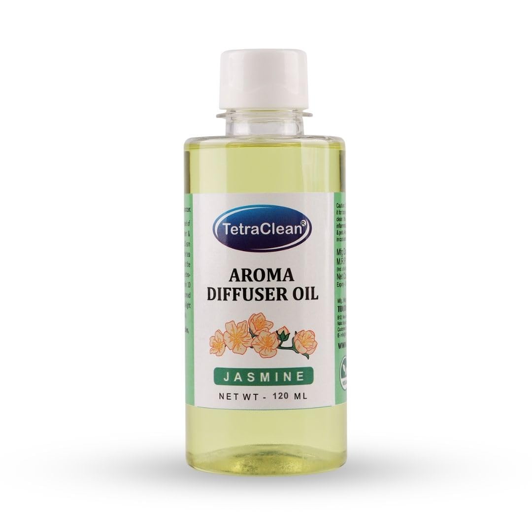 TetraClean Diffuser Oil | 100% Pure Essential Oil | Aroma Oil I Bath Essential Oil I Reed Diffusers I Aroma Oil I Long-Lasting Jasmine Fragrance_(120ml)