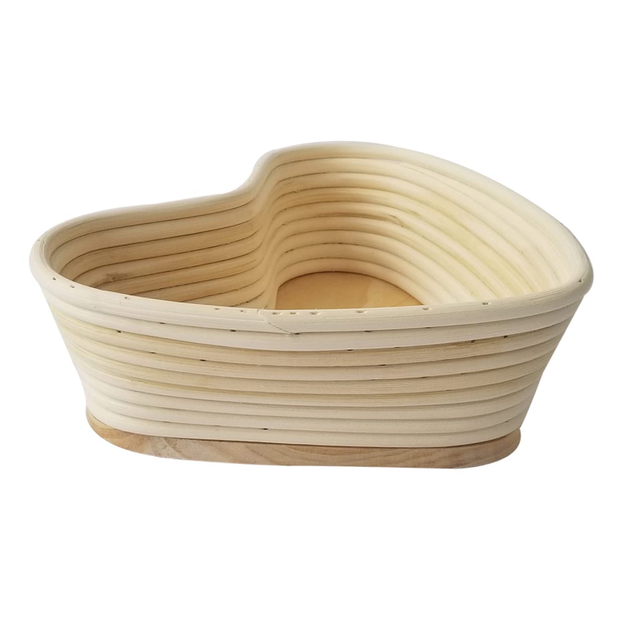 CIYODO Unbleached Heart Shape Vine Proofing Basket with Cover Khaki Baking Tool for Rising Artisan Breads for Home and Professional Bakers