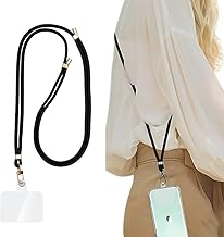 CRYSENDO Universal Cell Phone Lanyard Basic Case With Adjustable Strap | Comfortable Phone Strap For Smartphones | Multipurpose String For Badge, Key & More (Transparent - 1Pc)
