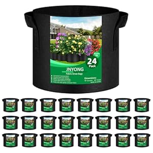 24-Pack 5 Gallon Thickened Non-Woven Grow Bags, Aeration Fabric Pots with Handles