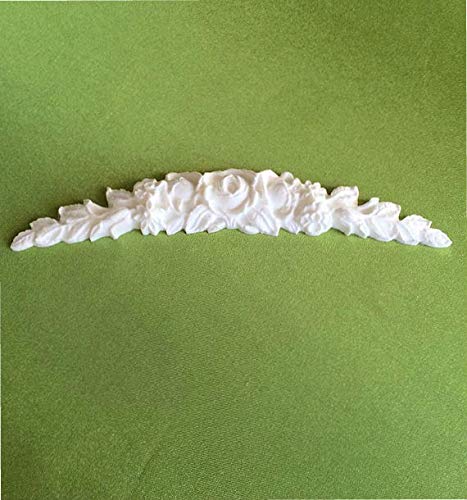 Shabby Chic Beautiful White Straight Rose Architectural Furniture Applique Swag Onlay