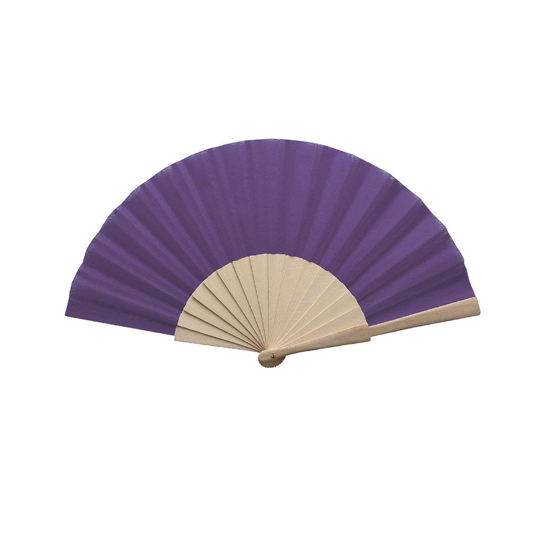 eBuyGB Folding Handheld Fan, Wooden Hand Fan, Wedding Party Accessory, Pocket Sized Fan for Wedding Gift, Party Favours, Summer Holidays, Mini Travel Fan Home Décor - Purple — image 1