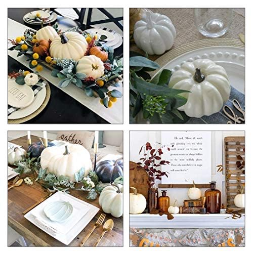 Pompoen, Halloween-decoratie, 12 stuks, doe-het-zelf pompoen, wit, mini- pompoen, kunstzinnig decoratie voor Thanksgiving, tuin, bruiloft, Halloween, Kerstmis, huis, feest A1
