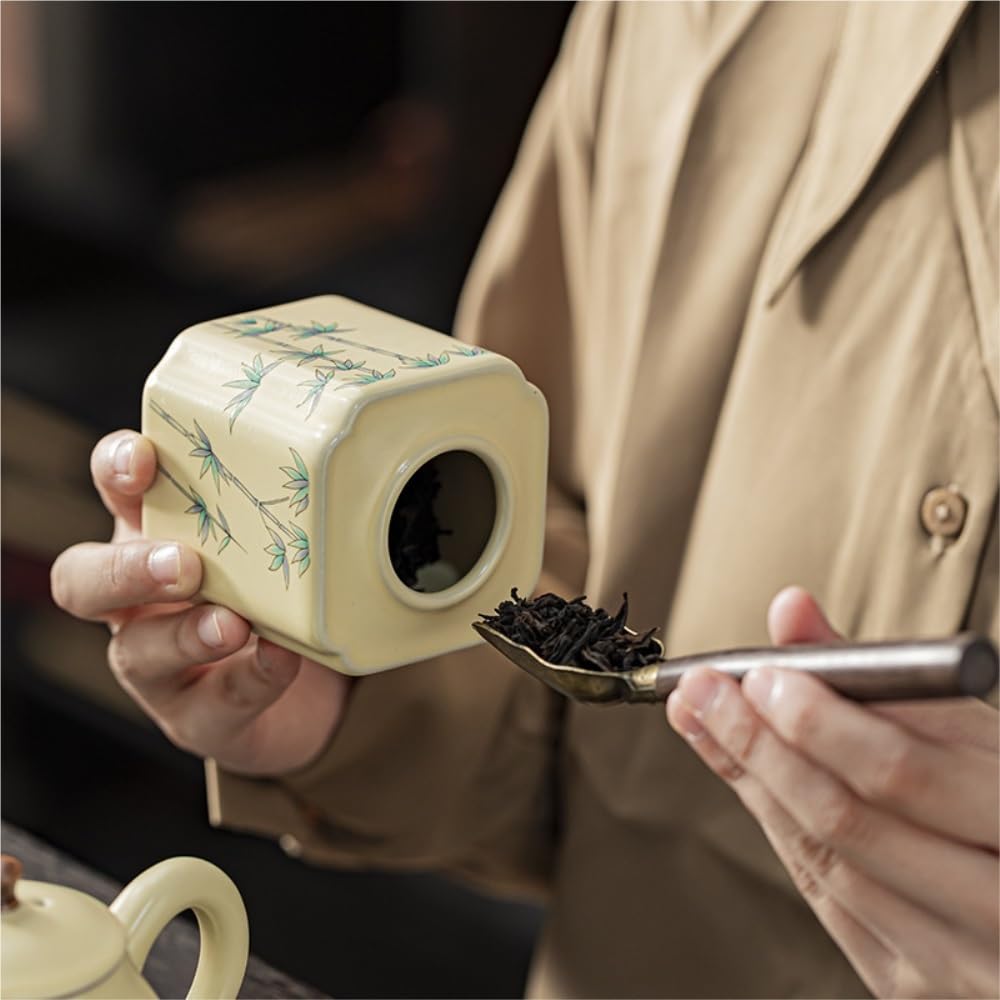 Tarros de Té Tarro de almacenamiento de té beige a granel, tarro de cerámica sellado, recipiente de almacenamiento for el hogar, tarro de almacenamiento de té, pequeño almacén de té Recipientes para G