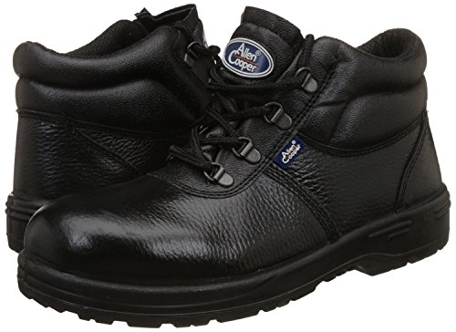 Allen Cooper AC-1144 High Ankle DIP-PU Sole, Safety Shoe (Black, Size 8)