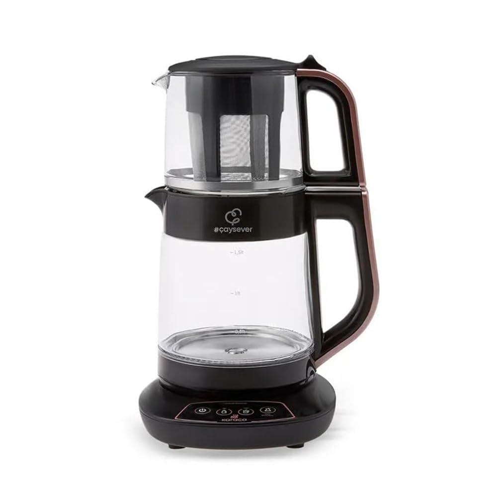 KARACA Caysever 3 in 1 Talking Automatic Tea Maker Kettle and Baby Food Water Preparation, 1700W, Rose Gold