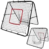 [にじいろぱれっと] デュオバウンサーネット 2way 両面仕様 リバウンドネット トレーニングネット 100cm*100cm 折りたたみ式 室内外兼用 網袋付 5段階角度調整 サッカー 野球 テニス バレーボール 子供 大人 練習用 日本語説明書付