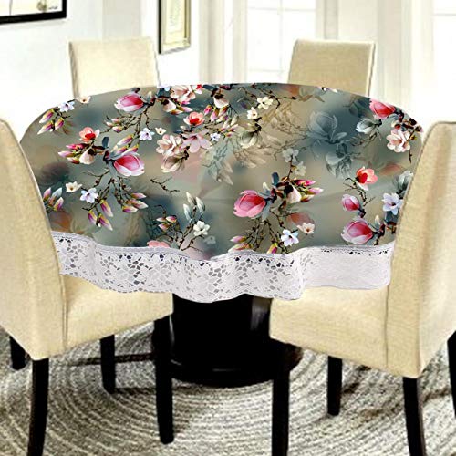 SKHD Presents Printed Round Table Cover Laminated PVC Dining Tablecloth | Waterproof Protector | Size – 60 Inch | Green