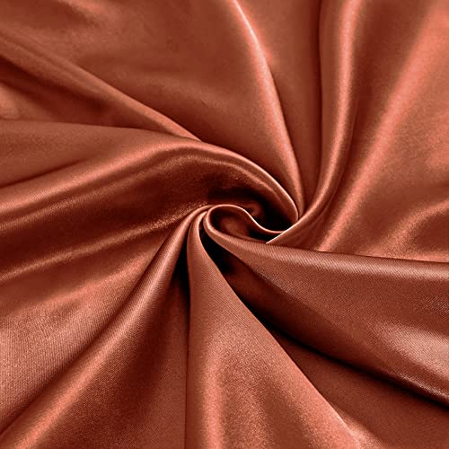 Image of Ersmak 7 Pieces Satin Sheets Set King Size, Luxury Silky Rust Orange Satin Bed Sheets Set with 1 Deep Pocket Fitted Sheet, 1 Soft Flat Sheet, 4 King Pillowcases and 1 Body Pillowcase