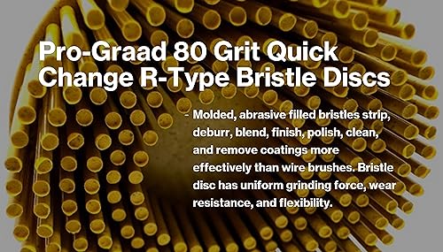 Image of 2 Pack 3 inch 80 Grit Yellow R-Type Bristle Disc | Ceramic-Aluminum Oxide Abrasive Bristle Disc with Quick Change Roll Lock | Pack of 2