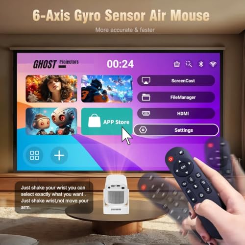 Image of Ghost X5 Smart Projector for Room | Native 1080P Full HD, 4K Support | 4X Brighter | Android with Built-in Apps (Netflix, Prime Video, Youtube) | Auto Focus & Vertical Keystone | Dual WiFi & Bluetooth