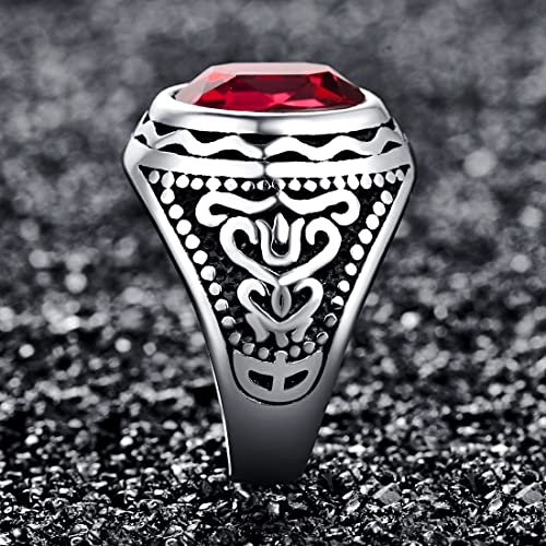 Stainless Steel Crystal Carved Ring, Unisex Gift