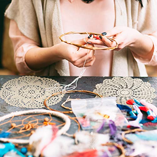 image for Chuangdi 4 Pieces Lace Doilies Crochet Round Lace Placemat Handmade La