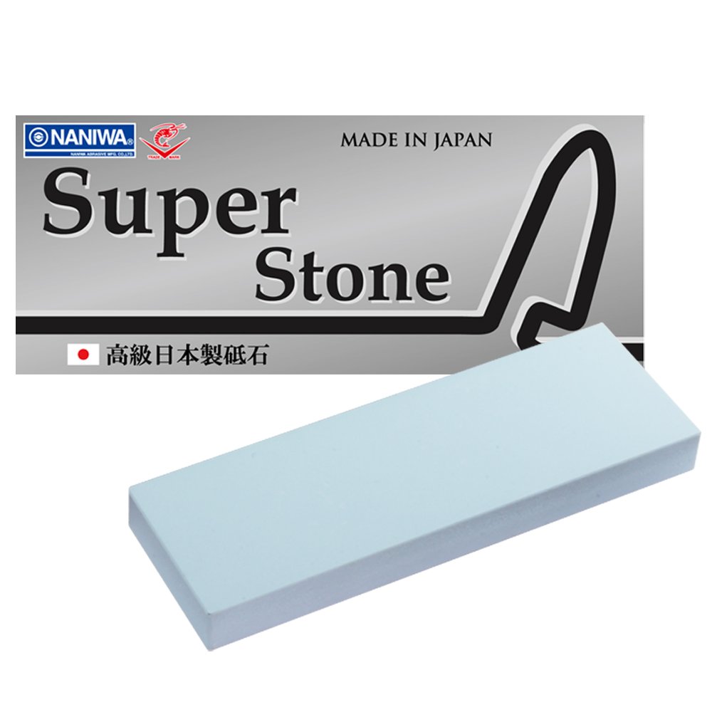 Sanelli Ambrogio Naniwa Super Stone - Piedra afiladora profesional, grano medio #1000, ideal para afilar cuchillos normales, con alta fuerza de pulido, Splash & Go, fabricado en Japón