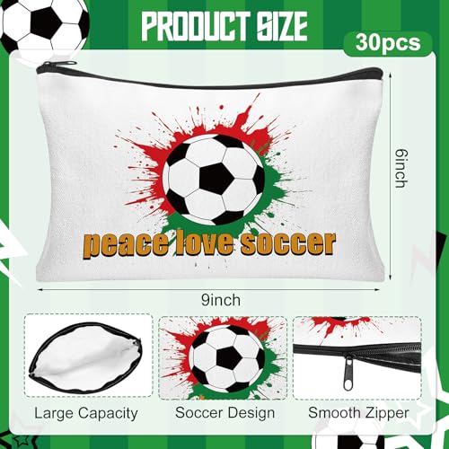 30Pcs Soccer Makeup Bag Soccer Gifts for Women Canvas Cosmetic Bags with Zipper Travel Toiletry Pouch Accessories for Women Football Lover Players Team Gifts2