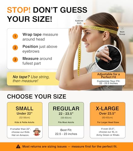 Image of GearTOP Safari Hat for Men Sun Hats for Women UV Protection UPF 50+ Fishing, Gardening, Hiking Hat (22-23 1 /2 inch)