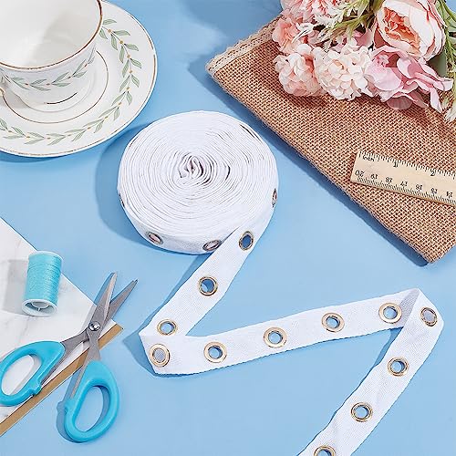 BENECREAT 6 Yards/5.5m 25mm White Cotton Grommet Eyelet Twill Tape Trim - Image 4