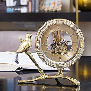 Desktop clock furnishing office pendulum desk alarm retro desktop bedroom metal vintage clock snooze function decoration table clock  urban country home decor