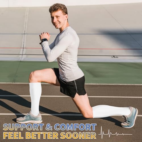 Image of 3 Pairs Knee High Graduated Compression Socks For Women and Men - Best Medical, Nursing, Travel & Flight Socks - Running & Fitness - 15-20mmHg