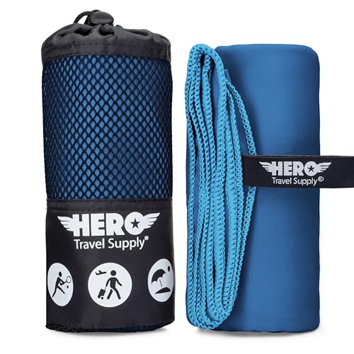 Hero Microfiber Large Beach Towel Compact for Travel (Blue, 40