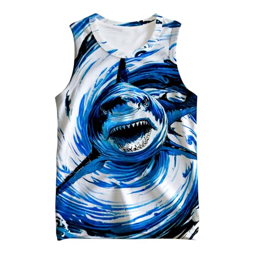 Image of Kids Cute Animal Tie Dye Tank Tops Shirt for 5-14 Years Crew Neck Sleeveless Undershirt