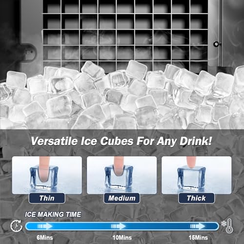 Image of SOZT Under Counter Ice Maker, 120LBS /24H Commercial Ice Machine | Self-Cleaning & 24H Timer, 30LBS Storage - Reversible Door, Built-in /Freestanding Design for Home Bar Cafe Restaurant
