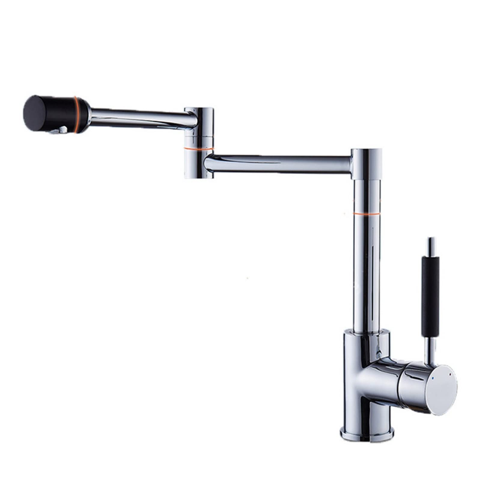 Grifo de baño Grifo de cocina plegable de 180 grados de cobre Grifo de cocina con grifo con lavabo retráctil de rotación rotativo universal frío y caliente(Tall 395mm)