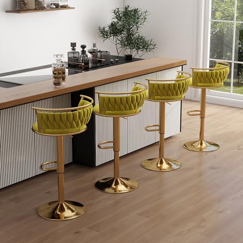 UIXE 4-Pack Adjustable Velvet Counter Bar Stools