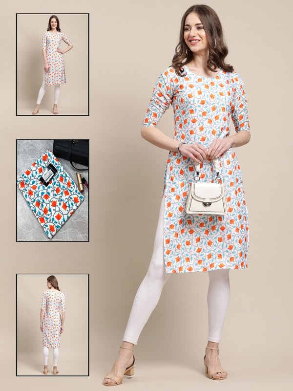 Image of Pinkmint Printed Kurti for Women's ll Straight Kurtis for Women's ll Stylished Kurti (Pack of 6)