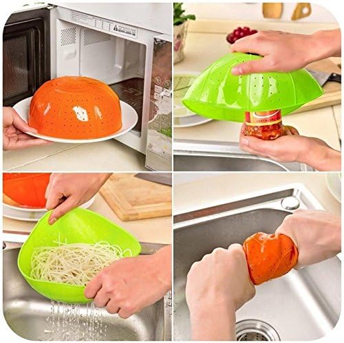Multipurpose Silicone Kitchen Drain Basket, Colander Strainer, and Microwave Cover (1 Pack)