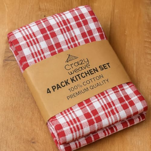 Image of Cotton Hand and Lunch Towel Daily use Face Towel Pack of 4 (18 inch * 24 inch) 100% Pure Cotton Towel (Red and White Checks)