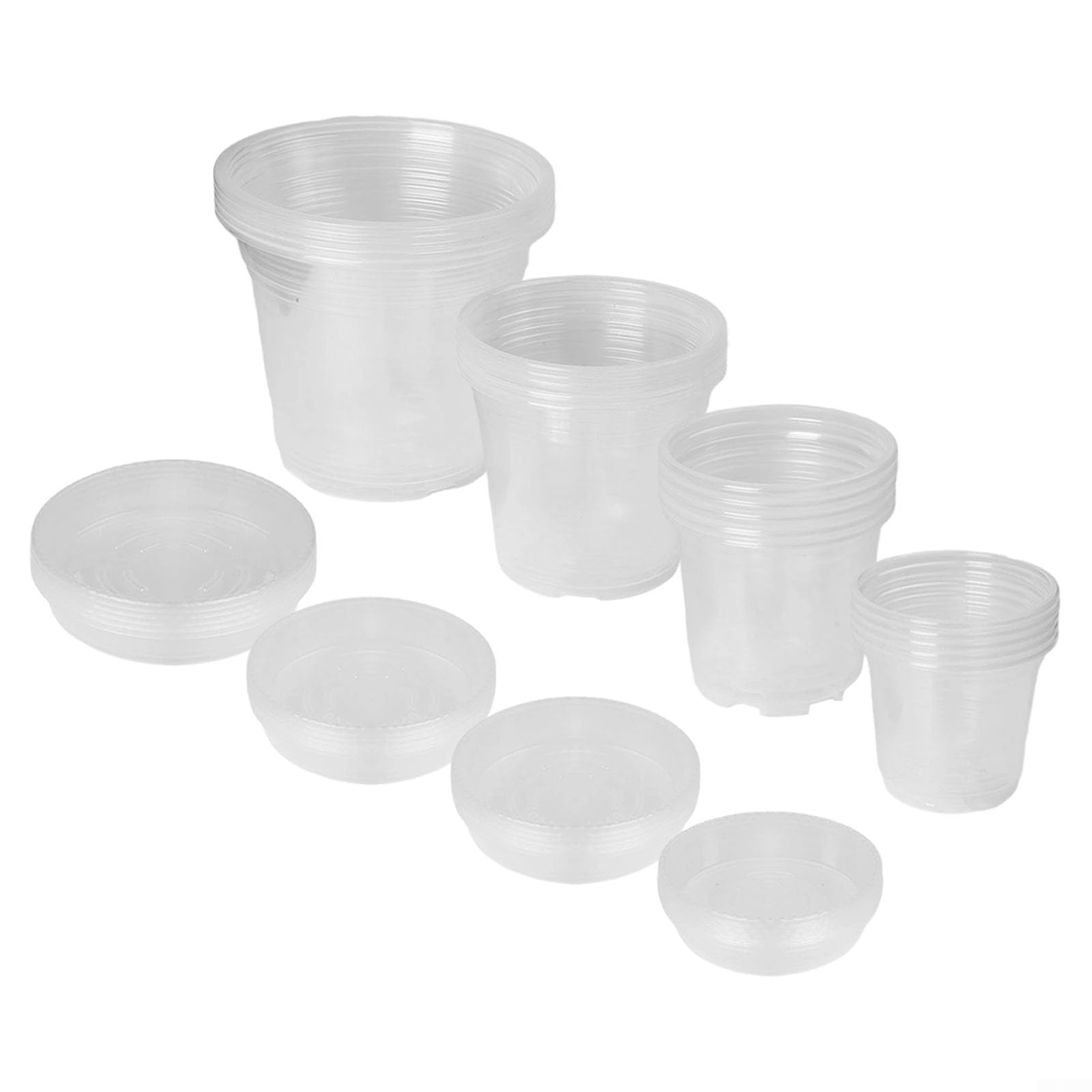 20 sztuk przezroczystych doniczek do pokoju dziecięcego z otworami drenażowymi i spodkami – przezroczyste plastikowe doniczki na storczyki, sukulenty, zioła, rozmiary 10,5 cm