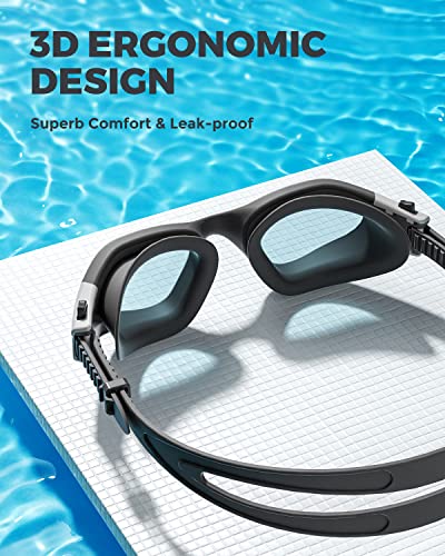 Omid Swim Goggles, P2 Lite Comfortable Swimming Goggles, Anti-Fog Leak Proof Uv Protection Crystal Clear Vision Swim Goggles For Men Women Adult Youth (Clear Blue) #TOP2