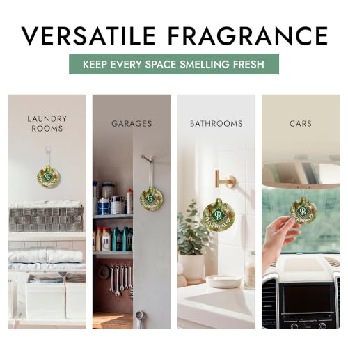 Image of Claire Burke Fresh Royal Fir Hanging Car Air Freshener - Luxury Scent, Long-Lasting Odor Neutralizer | Up to 30 Days | Made in USA | Strong Air Freshener for Car | Pack of 6