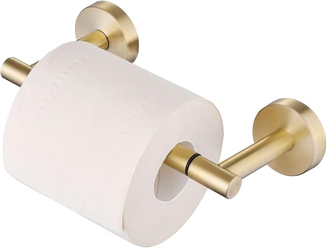 NEWRAIN Toilet Roll Holder, Bathroom Toilet Roll Holder Wall Mounted, Tissue Roll Holders Loo Roll Holder Brushed Gold