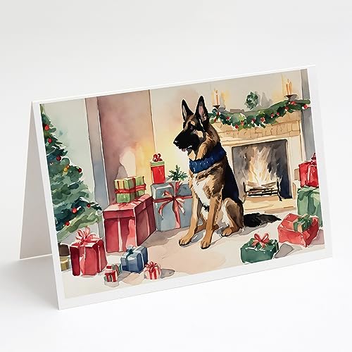 Caroline's Treasures DAC1358GCA7P German Shepherd Christmas Greeting Cards and Envelopes Pack of 8 Blank Cards with Envelopes Whimsical A7 Size 5x7 Blank Greeting Cards