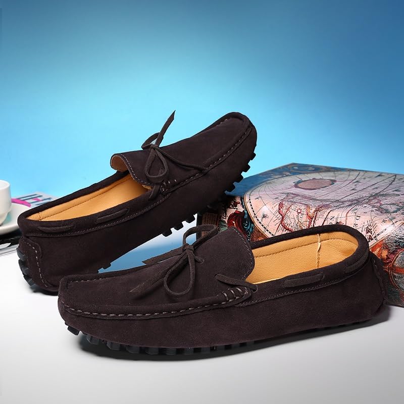 Men's Loafers Shoes Square Toe Nubuck Leather Moccasins Boat Shoes Anti-Slip Comfortable Flat Heel Classic Fashion Slip-ons3
