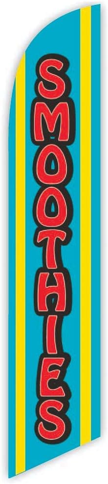 Smoothies (Blue) Advertising Feather Flag 12ft - Replacement Flag Only (without Poleset)