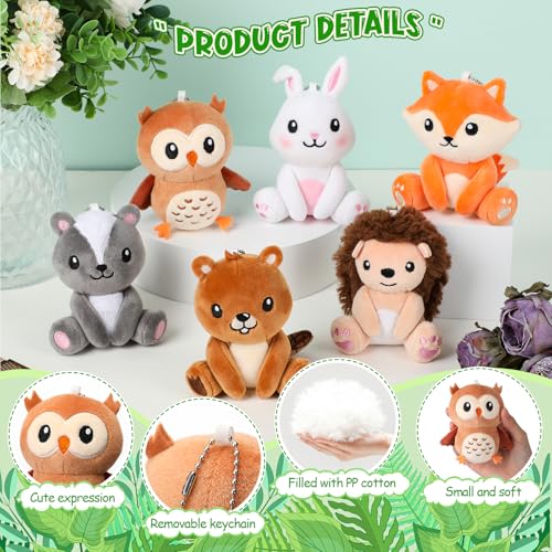 Image of Aoriher 6 Pcs Mini Woodland Stuffed Animals 4 Inch Plush Set,Creative