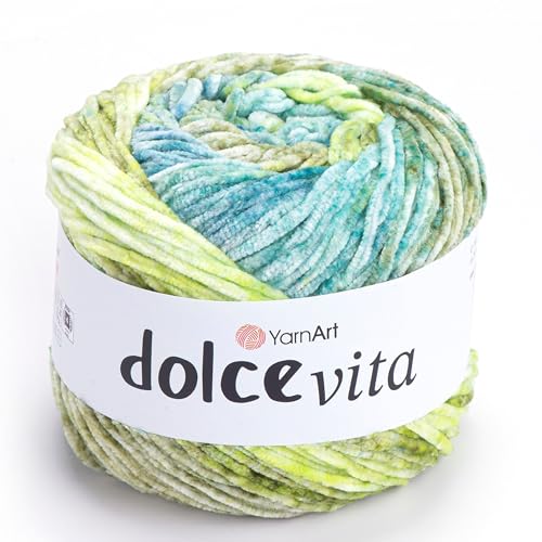 Fil YarnArt Dolce Vita – 100 % polyester micro, fil chenille doux pour tricot et crochet, 150 g, 260 m, épaisseur moyenne, idéal pour les peluches, couvertures et projets confortables (3406)