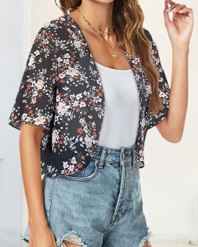 Image of ZNVGIRL Women Shrug Chiffon Cardigans Open Front Short Sleeve Bolero for Evening Dressy 2026