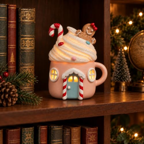 LFLKPY Lighted Gingerbread Cake House, Resin Christmas Tabletop Decor - image 6