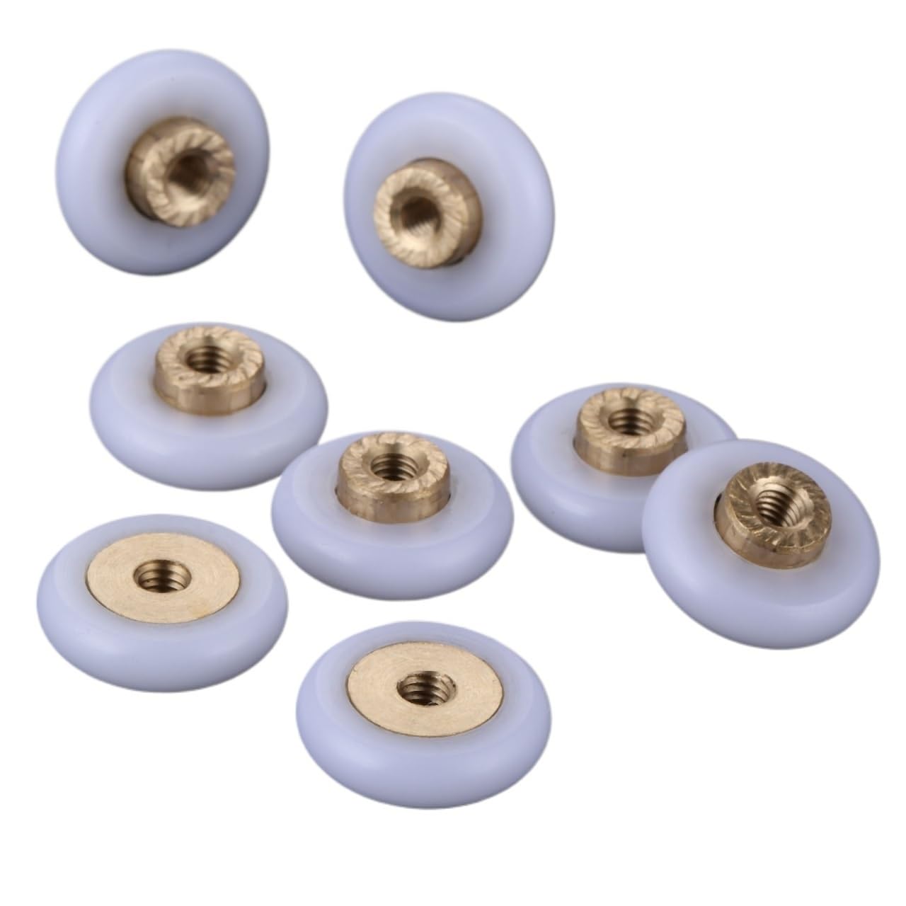 Shower Door Rollers 8pcs Nylon Brass Bath Shower Door Rollers Runners Wheels Pulleys 18mm Dia Wheel Replacement for Enclosures Cabins Runner